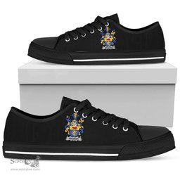 Irish Brosnan or O'Brosnan Coat of Arms Family Crest Ireland Low Top Shoes (Women's/Men's) Black/ White Irish Shoes