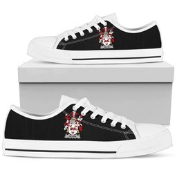 Irish Dillon Coat of Arms Family Crest Ireland Low Top Shoes (Women's/Men's) Black/ White Irish Shoes