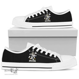 Irish Dobbs Coat of Arms Family Crest Ireland Low Top Shoes (Women's/Men's) Black/ White Irish Shoes