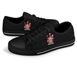 Irish Fitz-Awry Coat of Arms Family Crest Ireland Low Top Shoes (Women's/Men's) Black/ White Irish Shoes