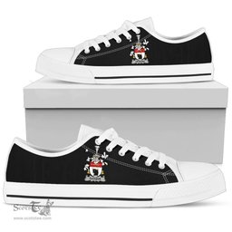 Irish Dickson Coat of Arms Family Crest Ireland Low Top Shoes (Women's/Men's) Black/ White Irish Shoes