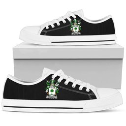 Irish Finnerty or O'Finaghty Coat of Arms Family Crest Ireland Low Top Shoes (Women's/Men's) Black/ White Irish Shoes
