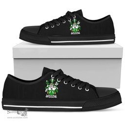 Irish Donohue or O'Donohue Coat of Arms Family Crest Ireland Low Top Shoes (Women's/Men's) Black/ White Irish Shoes