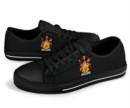 Irish Ewart Coat of Arms Family Crest Ireland Low Top Shoes (Women's/Men's) Black/ White Irish Shoes