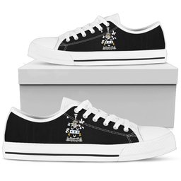 Irish Fitz-Simon Coat of Arms Family Crest Ireland Low Top Shoes (Women's/Men's) Black/ White Irish Shoes