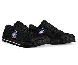 Irish Dodwell Coat of Arms Family Crest Ireland Low Top Shoes (Women's/Men's) Black/ White Irish Shoes