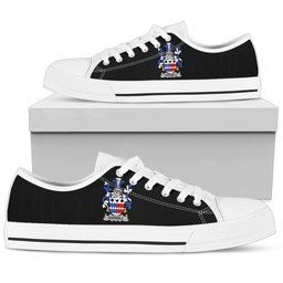 Irish Dodwell Coat of Arms Family Crest Ireland Low Top Shoes (Women's/Men's) Black/ White Irish Shoes