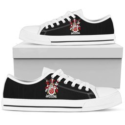 Irish Darley Coat of Arms Family Crest Ireland Low Top Shoes (Women's/Men's) Black/ White Irish Shoes