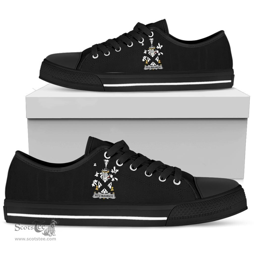 Irish Fitz-Maurice Coat of Arms Family Crest Ireland Low Top Shoes (Women's/Men's) Black/ White Irish Shoes