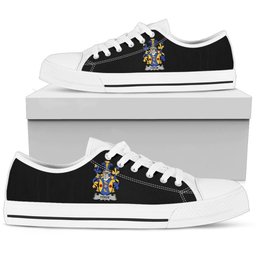Irish Forde or Consnave Coat of Arms Family Crest Ireland Low Top Shoes (Women's/Men's) Black/ White Irish Shoes