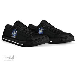 Irish Hackett Coat of Arms Family Crest Ireland Low Top Shoes (Women's/Men's) Black/ White Irish Shoes