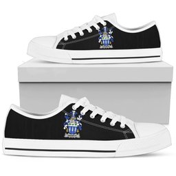 Irish Hackett Coat of Arms Family Crest Ireland Low Top Shoes (Women's/Men's) Black/ White Irish Shoes
