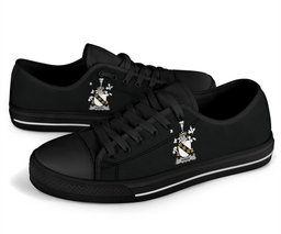 Irish Evers Coat of Arms Family Crest Ireland Low Top Shoes (Women's/Men's) Black/ White Irish Shoes