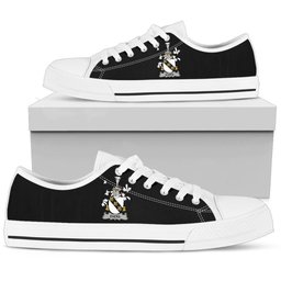 Irish Evers Coat of Arms Family Crest Ireland Low Top Shoes (Women's/Men's) Black/ White Irish Shoes