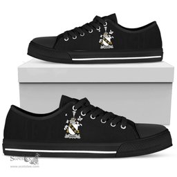 Irish Evers Coat of Arms Family Crest Ireland Low Top Shoes (Women's/Men's) Black/ White Irish Shoes