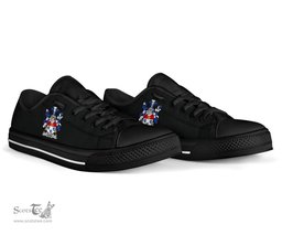 Irish Gara or O'Gara Coat of Arms Family Crest Ireland Low Top Shoes (Women's/Men's) Black/ White Irish Shoes
