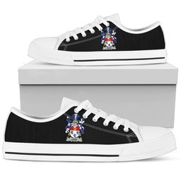 Irish Gara or O'Gara Coat of Arms Family Crest Ireland Low Top Shoes (Women's/Men's) Black/ White Irish Shoes