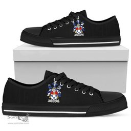 Irish Gara or O'Gara Coat of Arms Family Crest Ireland Low Top Shoes (Women's/Men's) Black/ White Irish Shoes