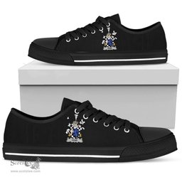Irish Hand or McClave Coat of Arms Family Crest Ireland Low Top Shoes (Women's/Men's) Black/ White Irish Shoes