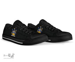 Irish Fisher Coat of Arms Family Crest Ireland Low Top Shoes (Women's/Men's) Black/ White Irish Shoes
