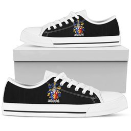Irish English Coat of Arms Family Crest Ireland Low Top Shoes (Women's/Men's) Black/ White Irish Shoes
