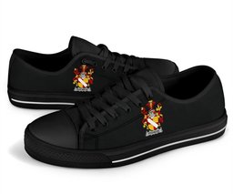Irish Fitz-Nicol Coat of Arms Family Crest Ireland Low Top Shoes (Women's/Men's) Black/ White Irish Shoes