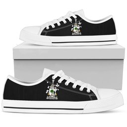 Irish Donnellan or O'Donnellan Coat of Arms Family Crest Ireland Low Top Shoes (Women's/Men's) Black/ White Irish Shoes