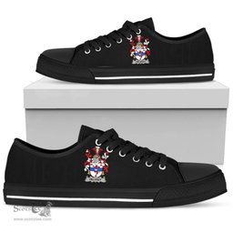 Irish Delaney or O'Delany Coat of Arms Family Crest Ireland Low Top Shoes (Women's/Men's) Black/ White Irish Shoes