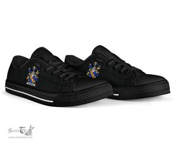 Irish Dawson Coat of Arms Family Crest Ireland Low Top Shoes (Women's/Men's) Black/ White Irish Shoes