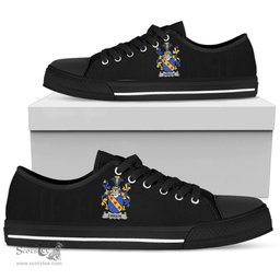 Irish Dawson Coat of Arms Family Crest Ireland Low Top Shoes (Women's/Men's) Black/ White Irish Shoes