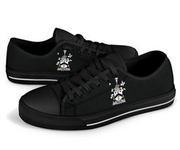 Irish Falls Coat of Arms Family Crest Ireland Low Top Shoes (Women's/Men's) Black/ White Irish Shoes