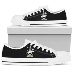 Irish Gold Coat of Arms Family Crest Ireland Low Top Shoes (Women's/Men's) Black/ White Irish Shoes