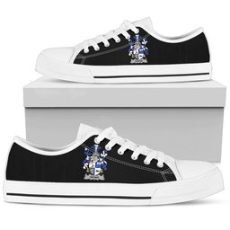 Irish Hagan or O'Hagan Coat of Arms Family Crest Ireland Low Top Shoes (Women's/Men's) Black/ White Irish Shoes