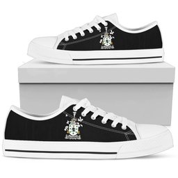 Irish Gallagher or O'Gallagher Coat of Arms Family Crest Ireland Low Top Shoes (Women's/Men's) Black/ White Irish Shoes