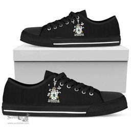 Irish Gallagher or O'Gallagher Coat of Arms Family Crest Ireland Low Top Shoes (Women's/Men's) Black/ White Irish Shoes