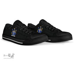 Irish Fahey or O'Fahy Coat of Arms Family Crest Ireland Low Top Shoes (Women's/Men's) Black/ White Irish Shoes