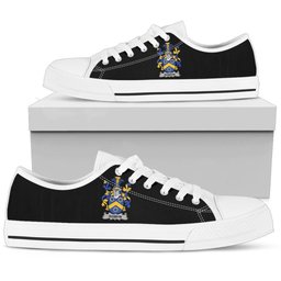 Irish Dobbyn Coat of Arms Family Crest Ireland Low Top Shoes (Women's/Men's) Black/ White Irish Shoes
