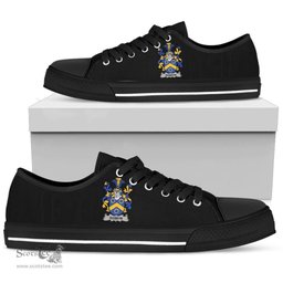 Irish Dobbyn Coat of Arms Family Crest Ireland Low Top Shoes (Women's/Men's) Black/ White Irish Shoes