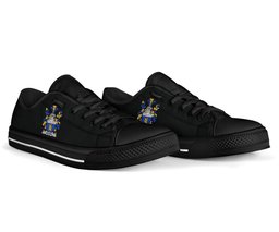 Irish Eagar Coat of Arms Family Crest Ireland Low Top Shoes (Women's/Men's) Black/ White Irish Shoes