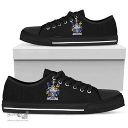 Irish Eagar Coat of Arms Family Crest Ireland Low Top Shoes (Women's/Men's) Black/ White Irish Shoes