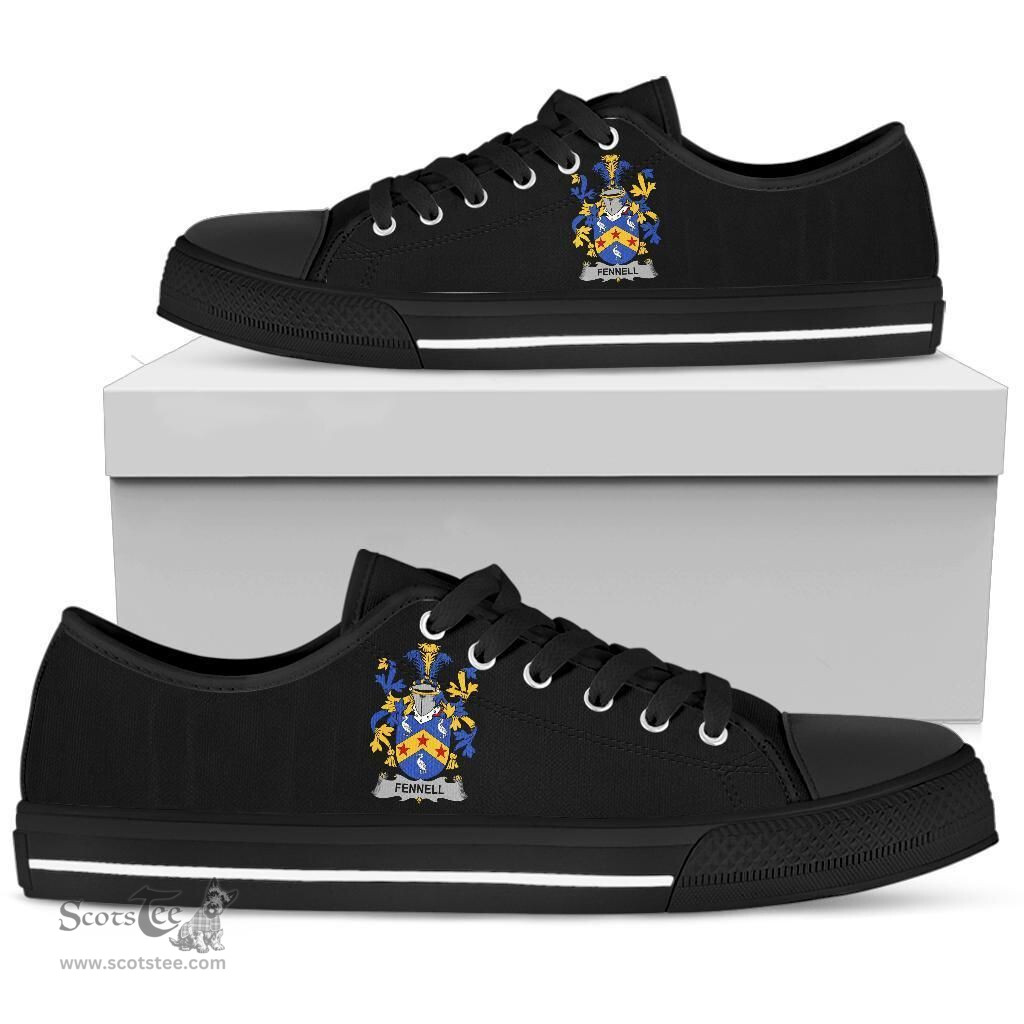 Irish Fennell or O'Fennell Coat of Arms Family Crest Ireland Low Top Shoes (Women's/Men's) Black/ White Irish Shoes