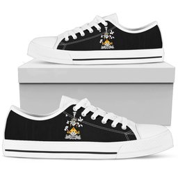 Irish Fyan or Faghan Coat of Arms Family Crest Ireland Low Top Shoes (Women's/Men's) Black/ White Irish Shoes