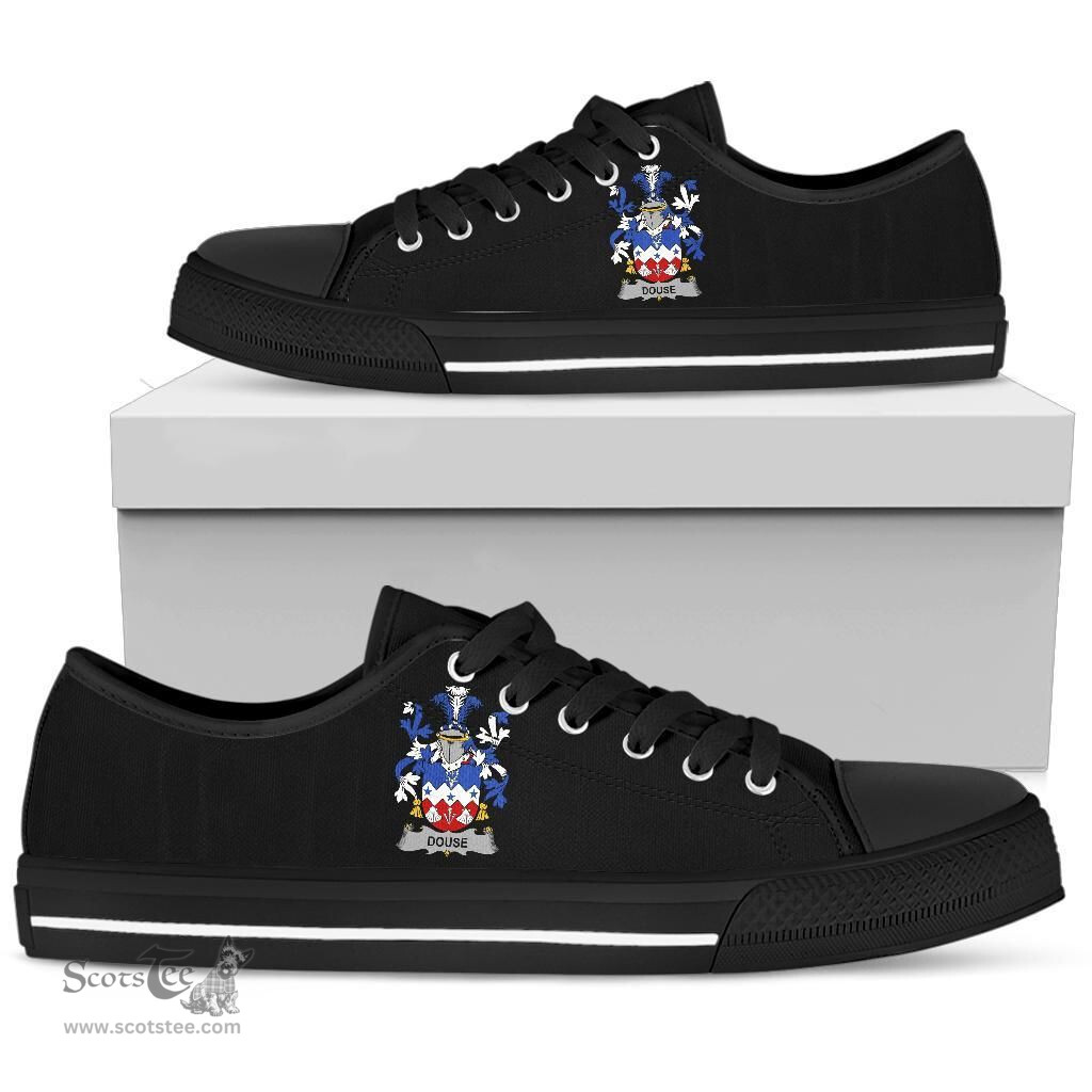 Irish Douse or Dowse Coat of Arms Family Crest Ireland Low Top Shoes (Women's/Men's) Black/ White Irish Shoes