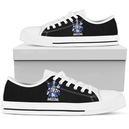 Irish Flynn or O'Flynn Coat of Arms Family Crest Ireland Low Top Shoes (Women's/Men's) Black/ White Irish Shoes
