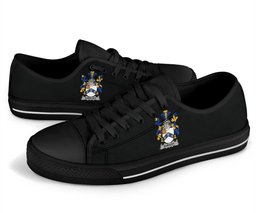 Irish Eardley Coat of Arms Family Crest Ireland Low Top Shoes (Women's/Men's) Black/ White Irish Shoes