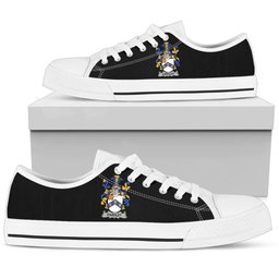 Irish Eardley Coat of Arms Family Crest Ireland Low Top Shoes (Women's/Men's) Black/ White Irish Shoes