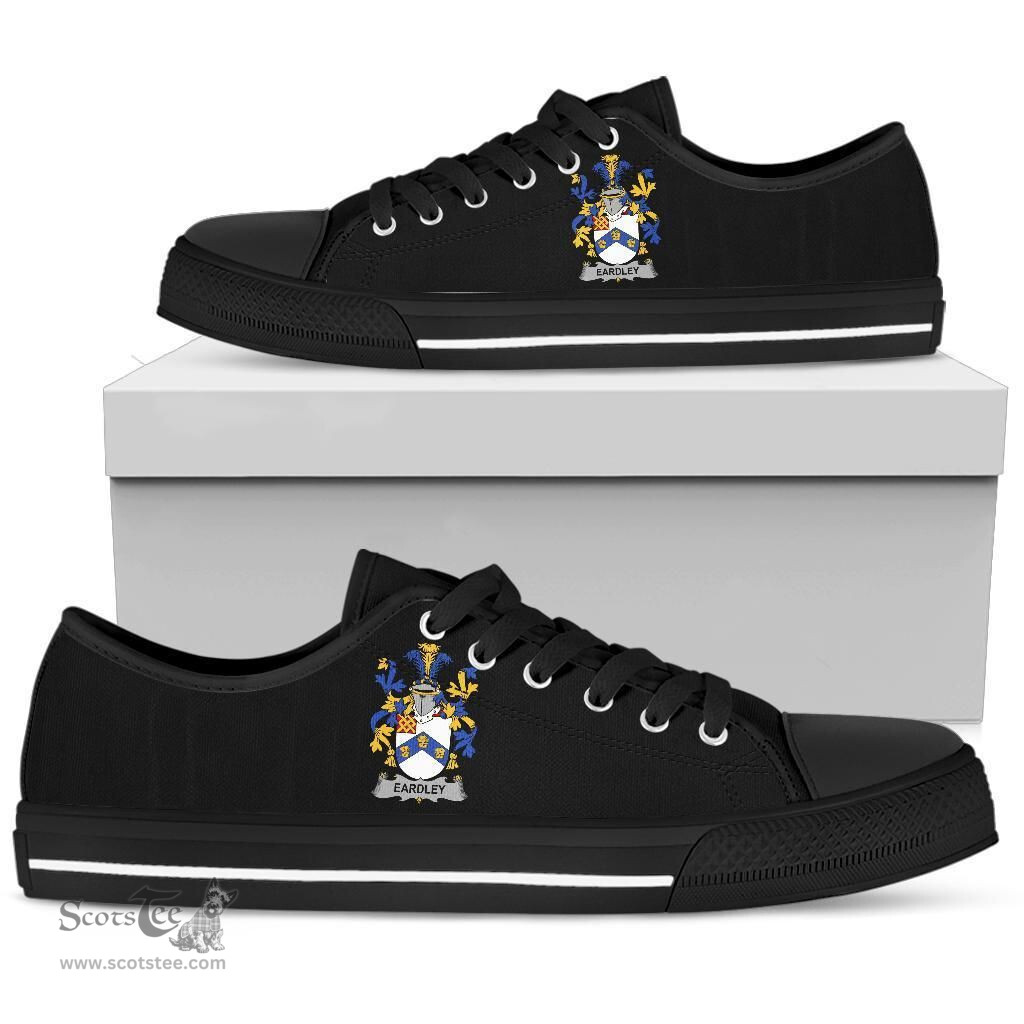 Irish Eardley Coat of Arms Family Crest Ireland Low Top Shoes (Women's/Men's) Black/ White Irish Shoes