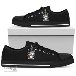 Irish Eardley Coat of Arms Family Crest Ireland Low Top Shoes (Women's/Men's) Black/ White Irish Shoes