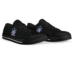 Irish Dolphin or Dolphyn Coat of Arms Family Crest Ireland Low Top Shoes (Women's/Men's) Black/ White Irish Shoes