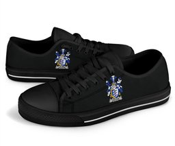 Irish Dolphin or Dolphyn Coat of Arms Family Crest Ireland Low Top Shoes (Women's/Men's) Black/ White Irish Shoes
